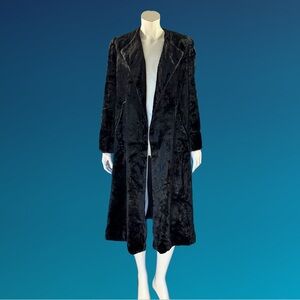 1950s Black Rayon Velvet Opera Swing Evening Coat / M